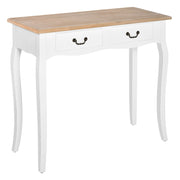 Tavolino con 2 cassetti design retr¨° ¨C zephmum ¨C bianco 87x34x78,5 cm