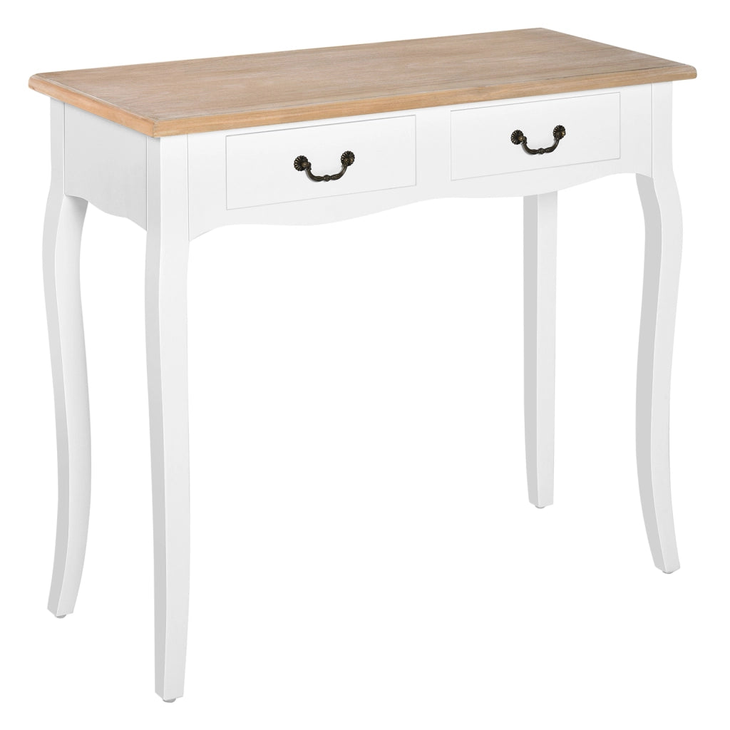 Tavolino con 2 cassetti design retr¨° ¨C zephmum ¨C bianco 87x34x78,5 cm