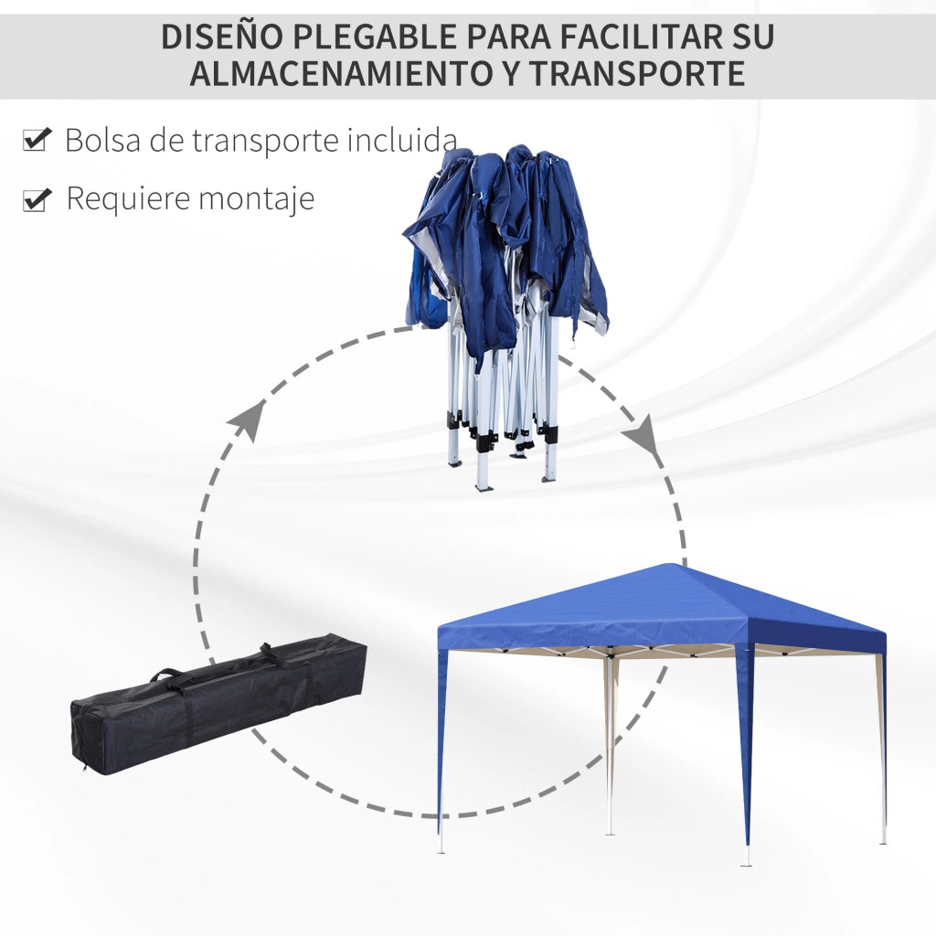 Gazebo Pieghevole 3x3 m ¨C Zephmum ¨C Blu con Toldo Anti-UV e Borsa
