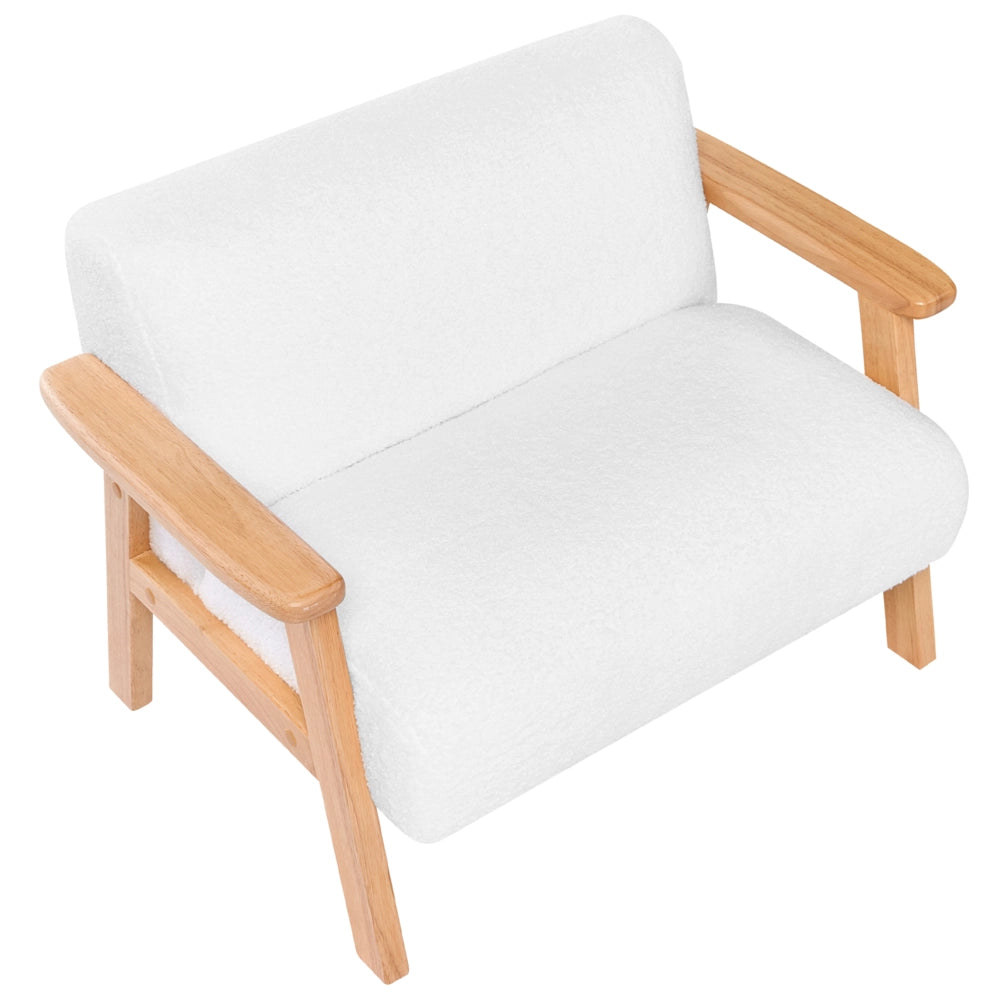 Divano per bambini bianco bouclé imbottito con braccioli Divano moderno a 1 posto per bambini piccoli