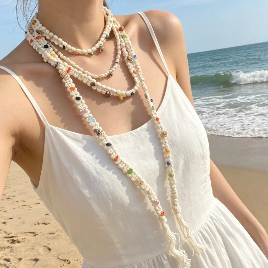 Nuova collana lunga colorata con catena da vita