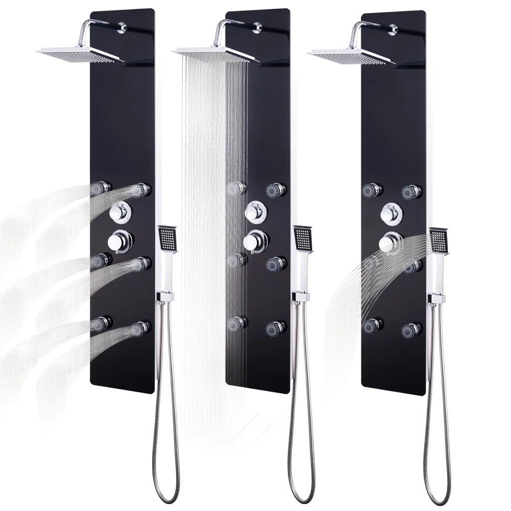 Pannello Doccia in Vetro 25x44,6x130 cm Nero 142993