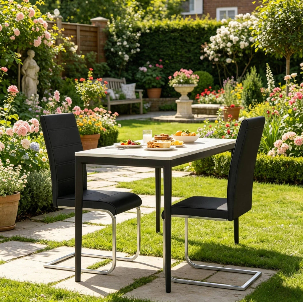 Sedia Cantilever con Schienale Alto in PU e Metallo, 2 Pezzi, Ideale per Sala da Pranzo e Ufficio