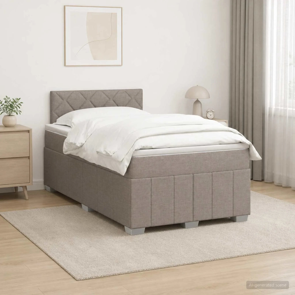 Letto box spring con materasso Tortora 120 x 190 cm Tessuto 3452639