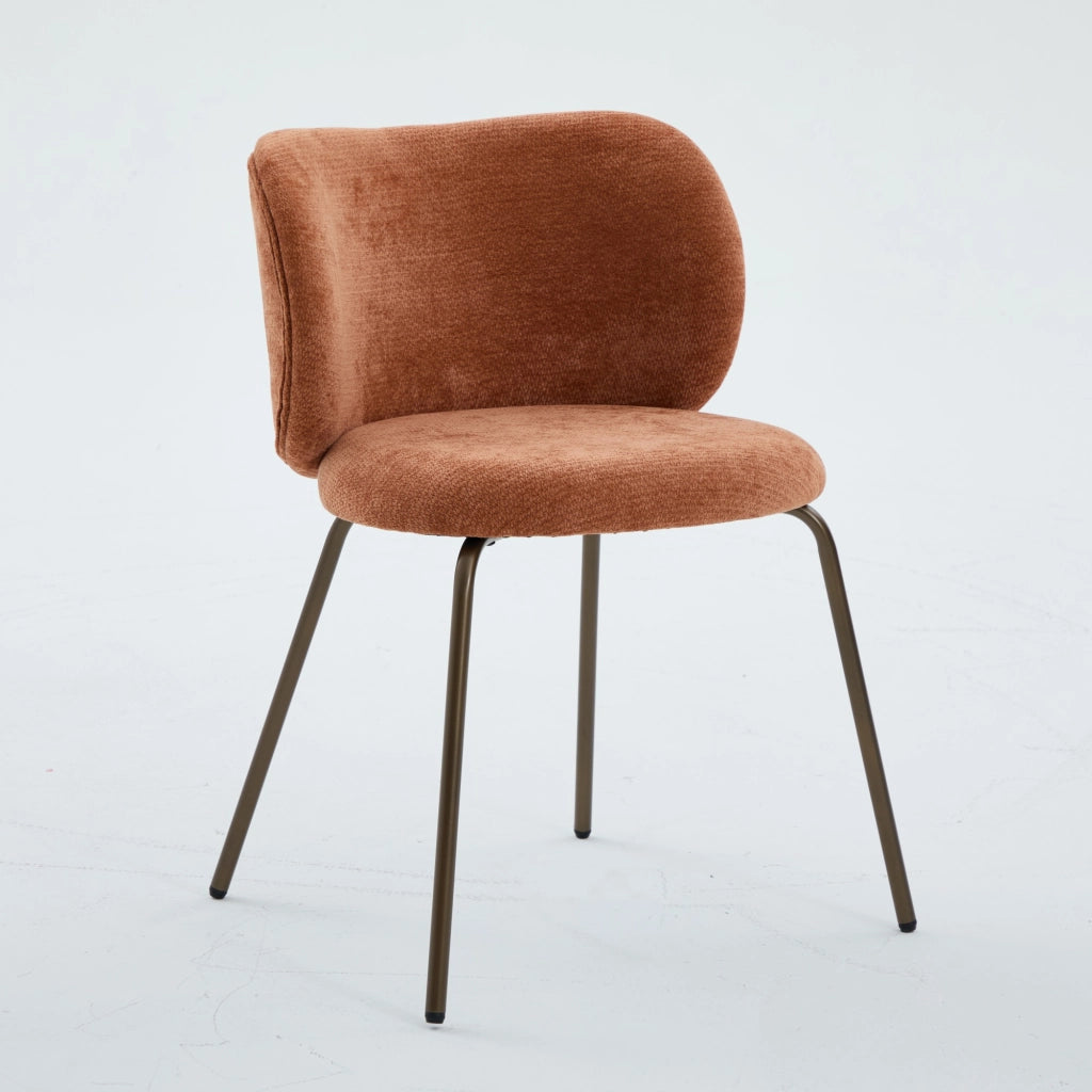 Sedie da Pranzo in Velluto con Gambe in Metallo ¨C MINIMAL ¨C Arancione, Set 2 Pezzi