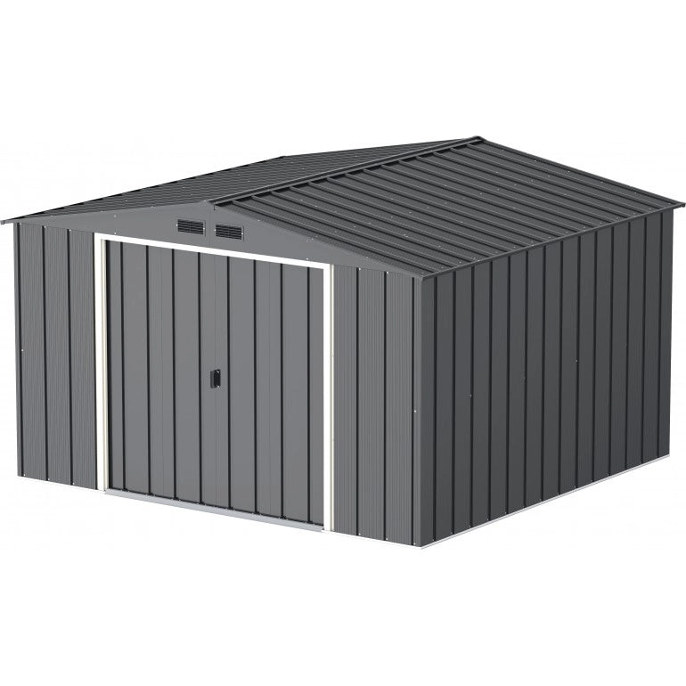 Casa in metallo grigio 10x10 Ezooza 3023 x 3221 x 1961 mm soluzione di stoccaggio premium con sistema di ventilazione