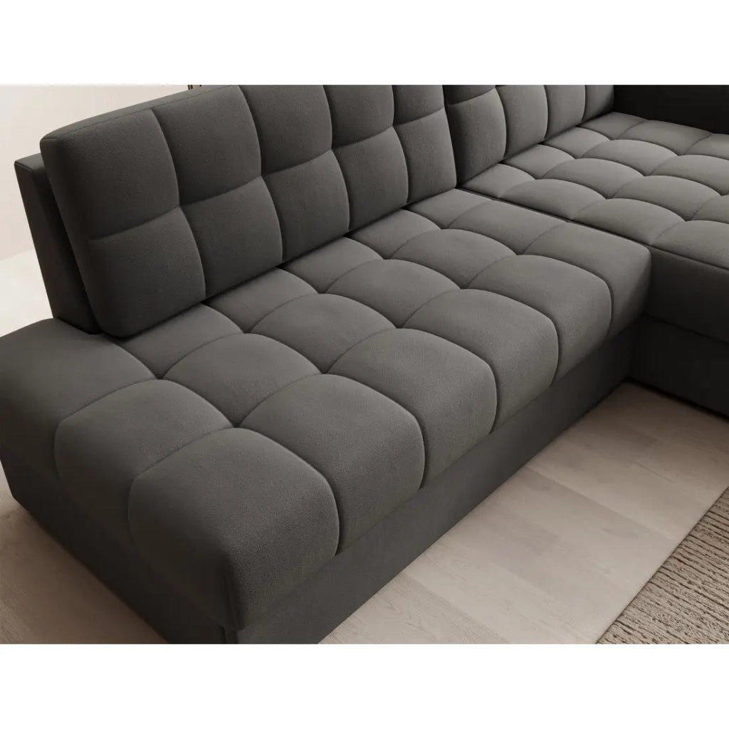Divano angolare trasformabile CUBITO marrone 240 cm con contenitore e letto
