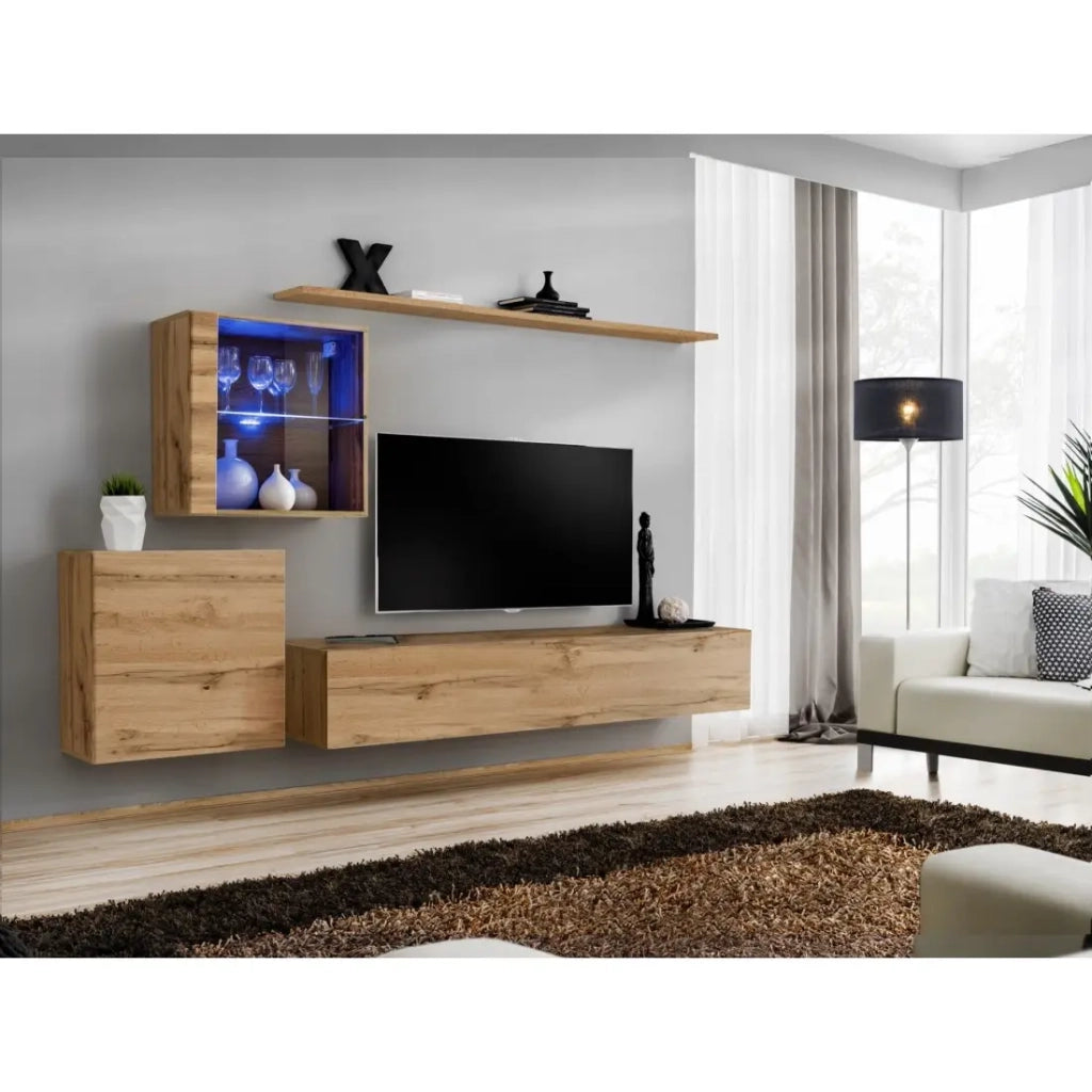 Mobile da salotto murale SWITCH XV design, colore quercia Wotan.