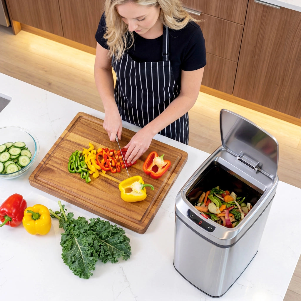 Pattumiera da Cucina Automatica 12 L in Acciaio Inossidabile ¨C zephmum ¨C 28x22x41 cm Argento