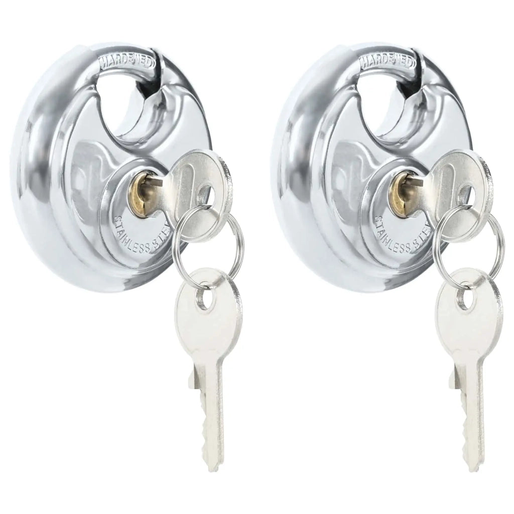 Lucchetti Discus con Chiavi 2 pcs Argento 7 x 2.4 x 7 cm