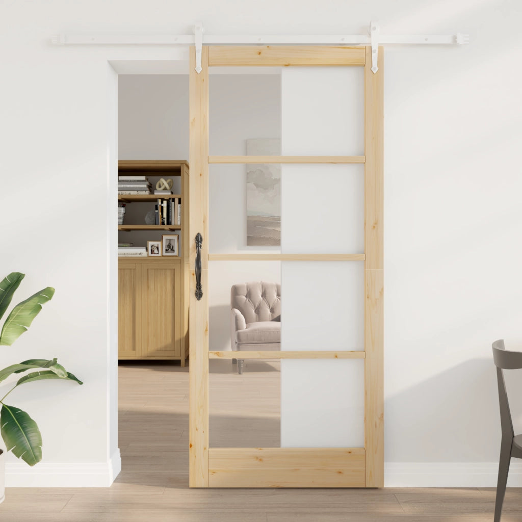 Set di porte scorrevoli  con ferramenta 93x211 cm in legno massello di pino