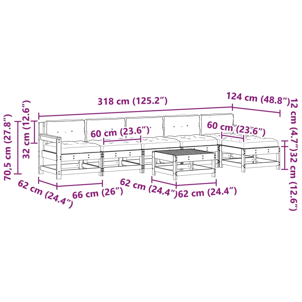 Set Lounge da Giardino 7 pcs Marrone Cerato
