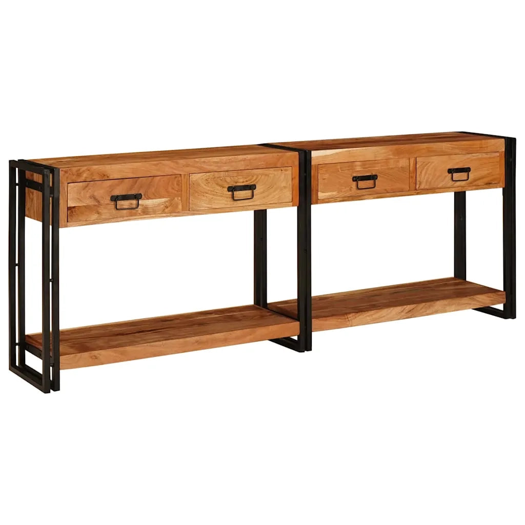 vidaXL Tavoli consolle Altro 2 pcs Marrone Legno massello di acacia