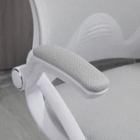 Sedia da Ufficio Pieghevole e Girevole 360° con Seduta Alta Regolabile, Poggiapiedi, Tessuto Traspirante, 64L x 60l x 106-126H cm, Grigio e Bianco