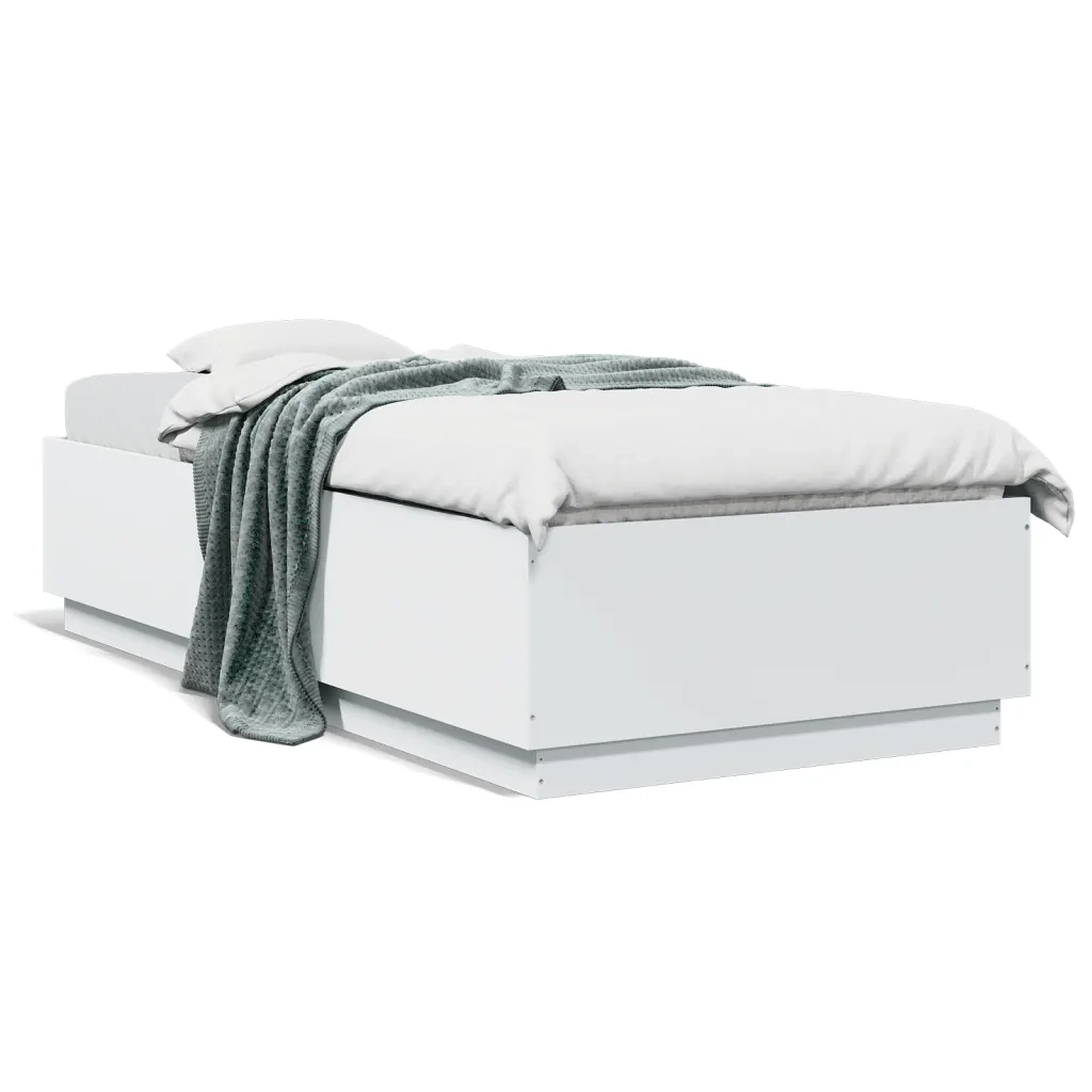 Giroletto con Luci LED-Struttura Letto Bianco 90x200 cm in Legno Multistrato 958397