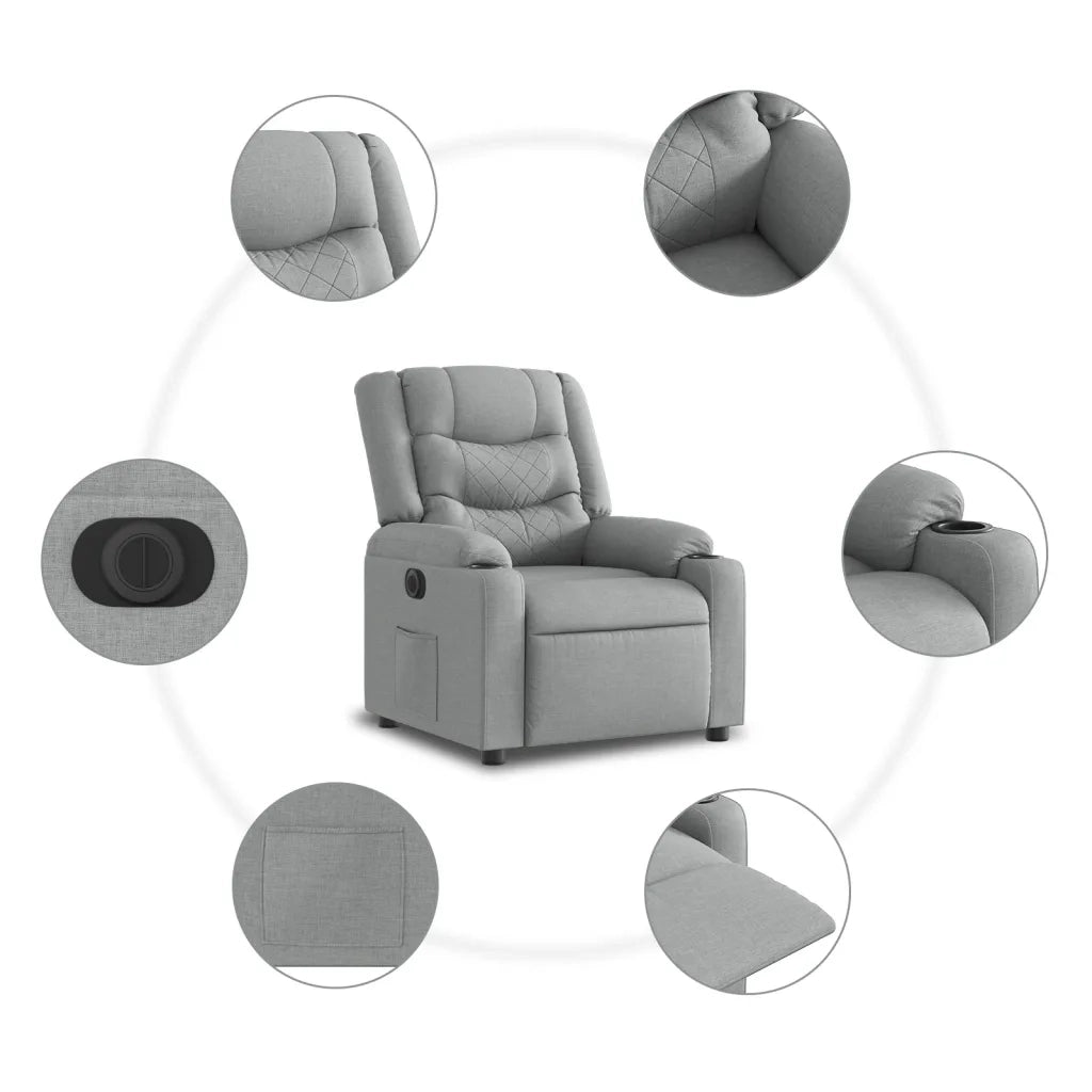 Poltrona Reclinante Alzapersona Elettrica Grigio Chiaro Tessuto 3206579