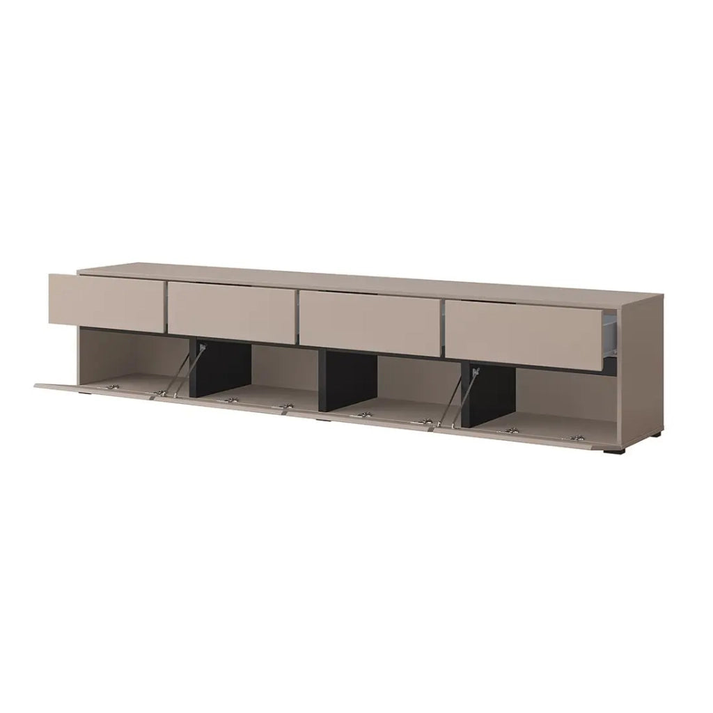 Set di 4 mobili collezione HAVANA color beige e nero. Mobile TV XL, vetrina, tavolino, scaffale