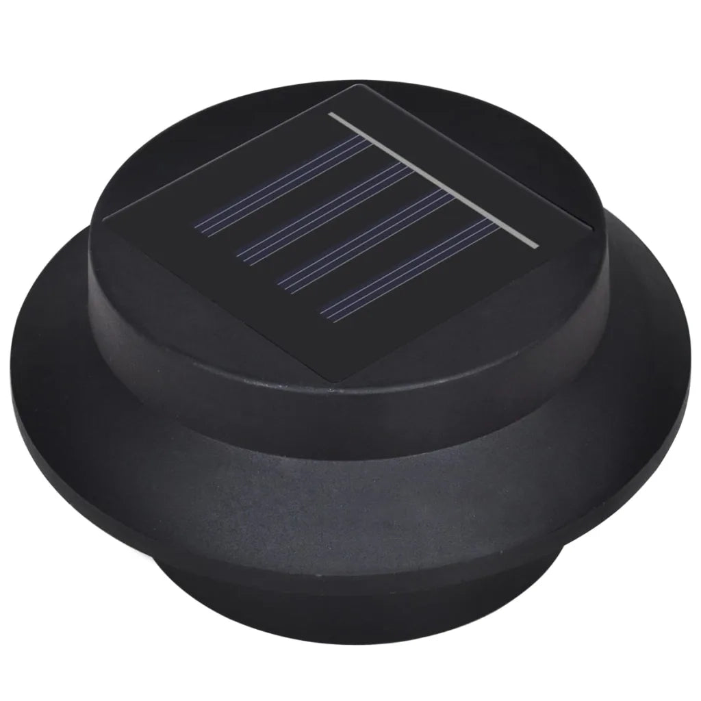Confezione da 12 luci LED solari da esterno per recinzione 12 x 6,35 cm illuminazione automatica moderna in plastica nera 02_0046371