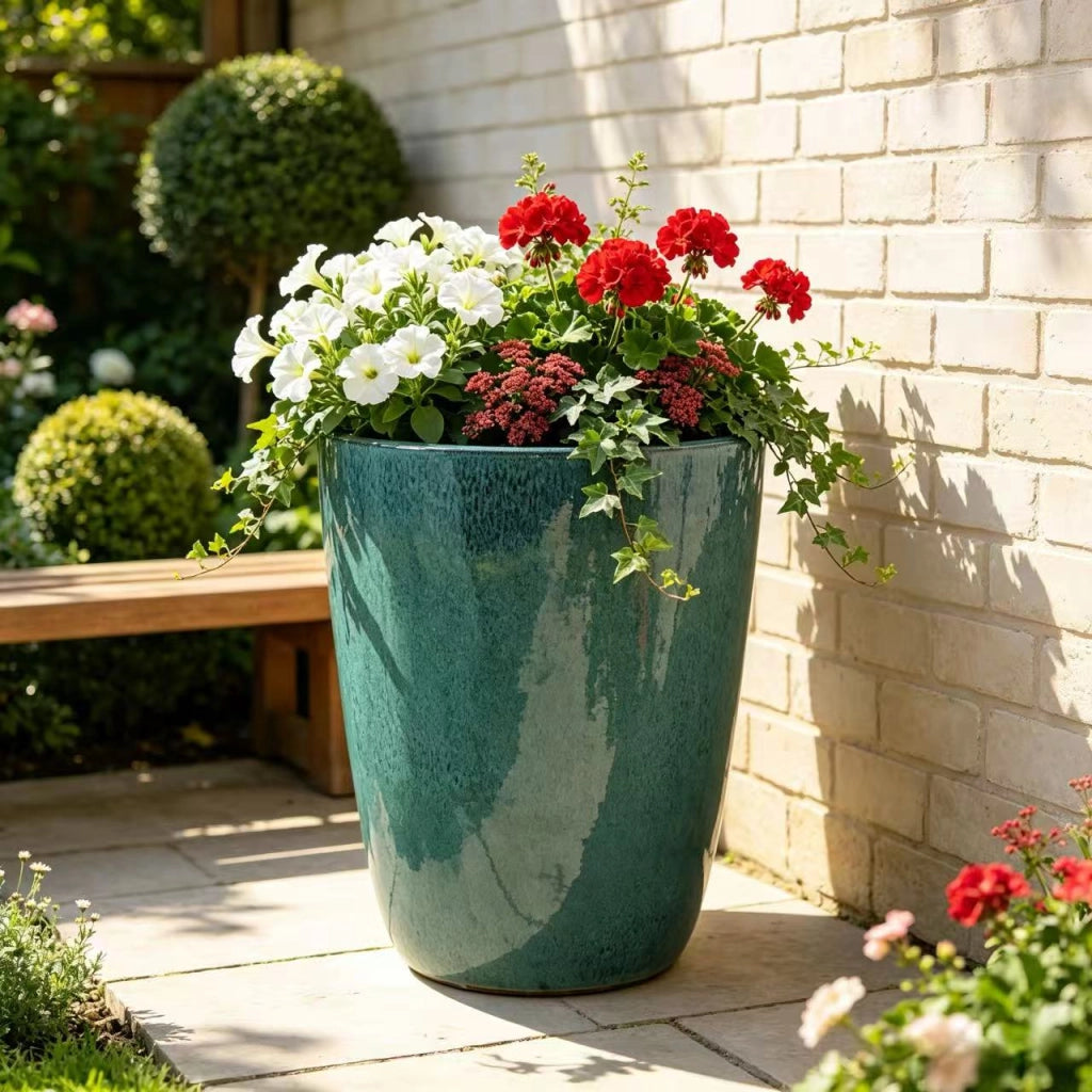 VASO IN CERAMICA Ø38,5x49,5 cm Azzurro Aqua con fori di drenaggio