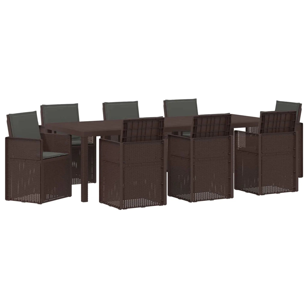 Set da Pranzo per Giardino 9 pcs Marrone e Antracite PP 3430092