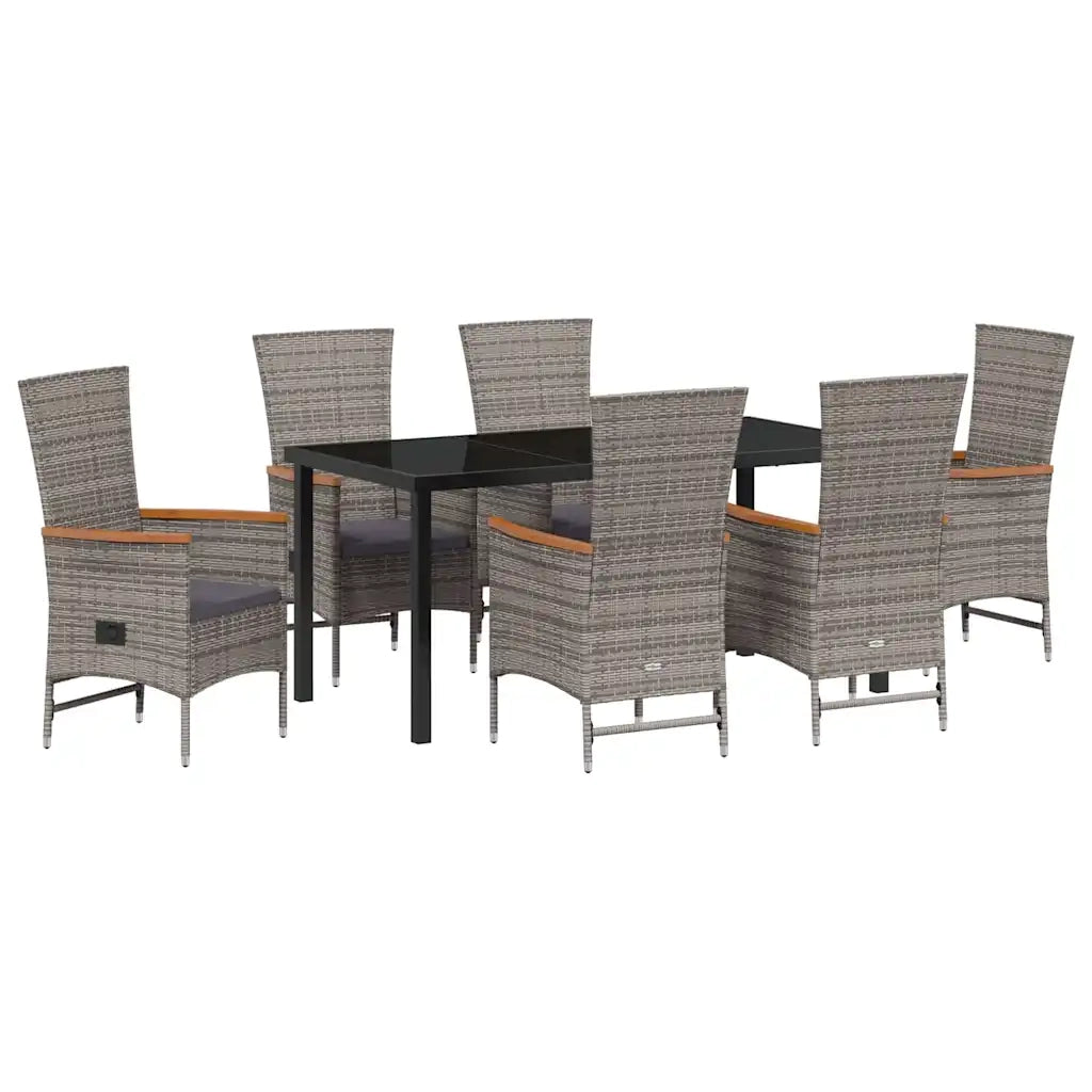 Set da Pranzo per Giardino con cuscino 7 pcs Grigio 3379440