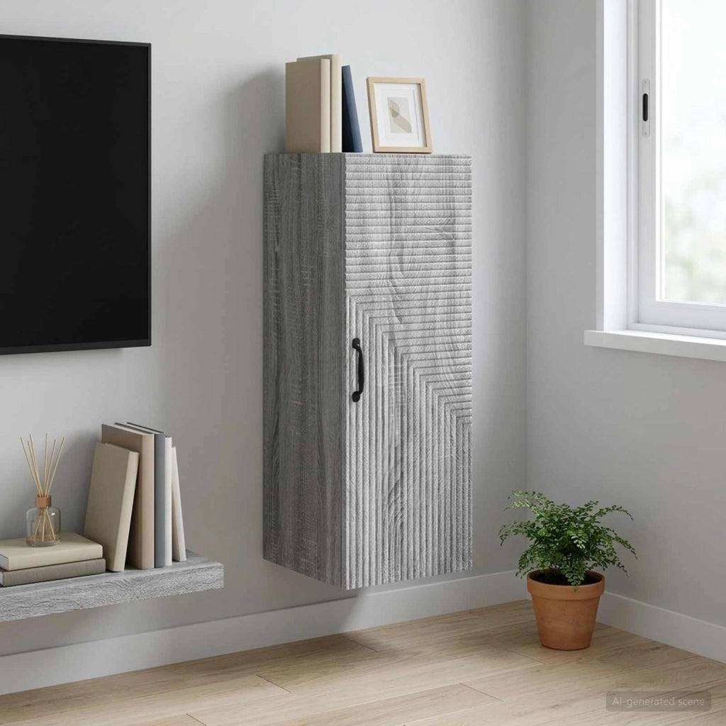 Mobiletto a muro Sonoma grigio 33 x 34,5 x 90 cm 898591