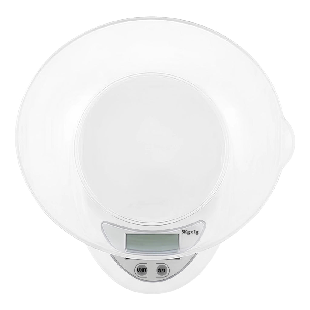 Bilancia da Cucina con Ciotola Schermo LED Funzione Tara e Unità Multiple Bianco Avizar