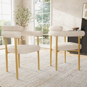 Sedia 70x62x84 cm con schienale ergonomico e seduta ampia in velluto beige e oro
