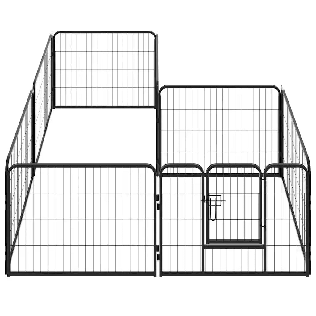 Box per Cani con 8 Pannelli in Acciaio 60x80 cm Nero CFW7657108