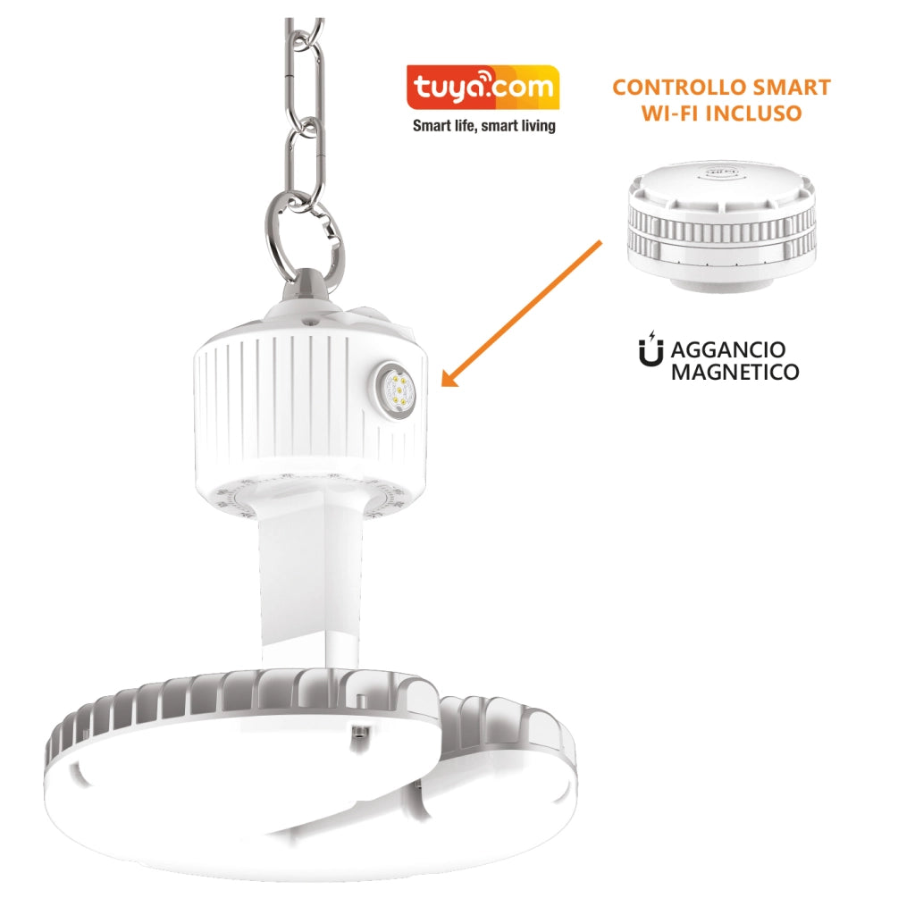 Alcapower Proiettore LED UFO High-Bay 80W Wi-Fi Smart CCT Regolabile 10000lm 120° IP65 - Soluzione illuminotecnica professionale ad alte prestazioni