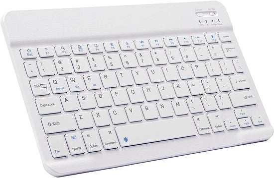 Tastiera Bluetooth mini portatile caricabile compatibile con iPad, iPhone, tablet Samsung, smartphone (iPadOS, iOS, Android) (10 pollici bianco)