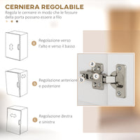 Credenza Cucina Alta con 2 Armadietti e un Cassetto Centrale 70,8x34x180 cm in MDF Bianco