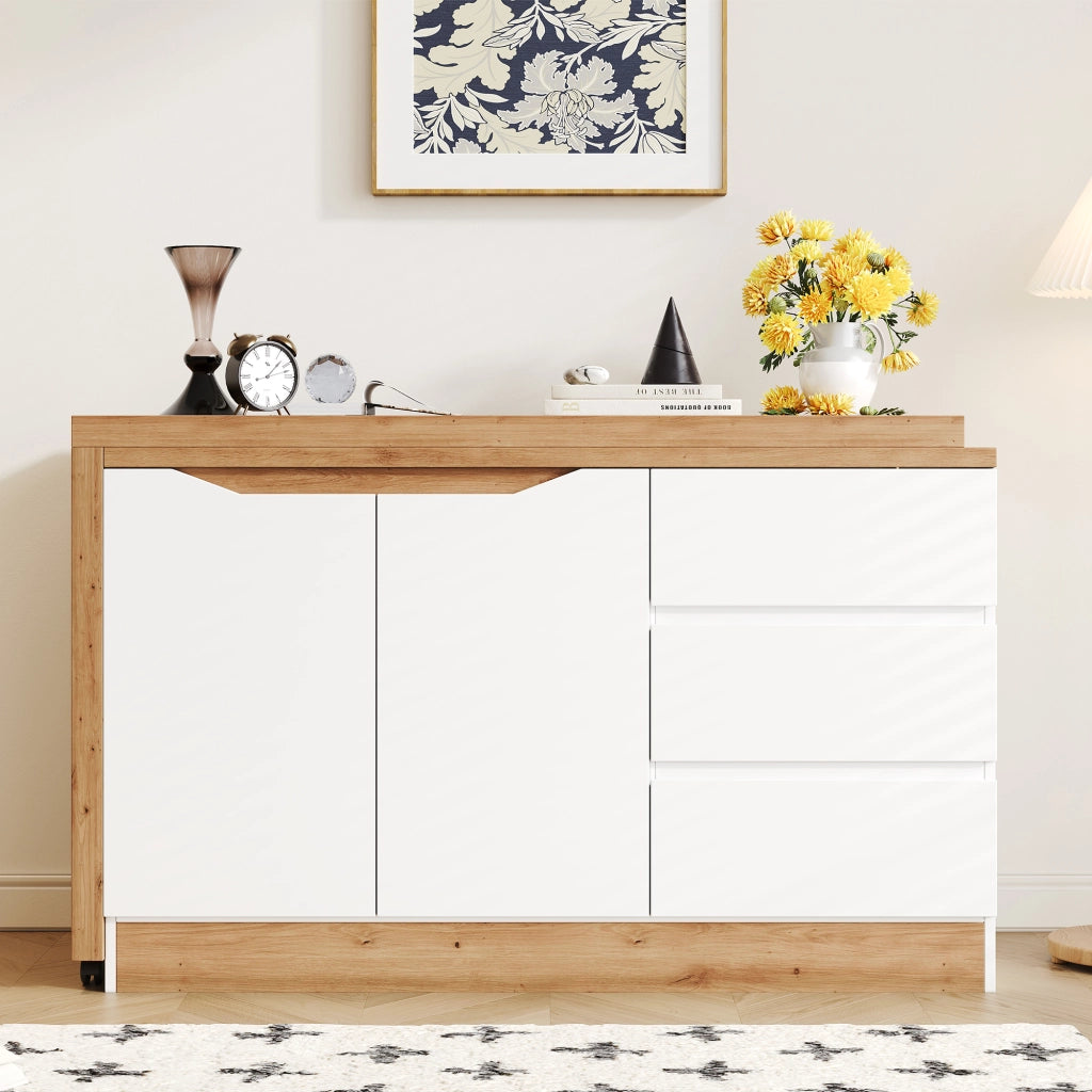 SCRIVANIA PIEGHEVOLE GIREVOLE 120x50x78 cm Truciolare Bianco/Quercia