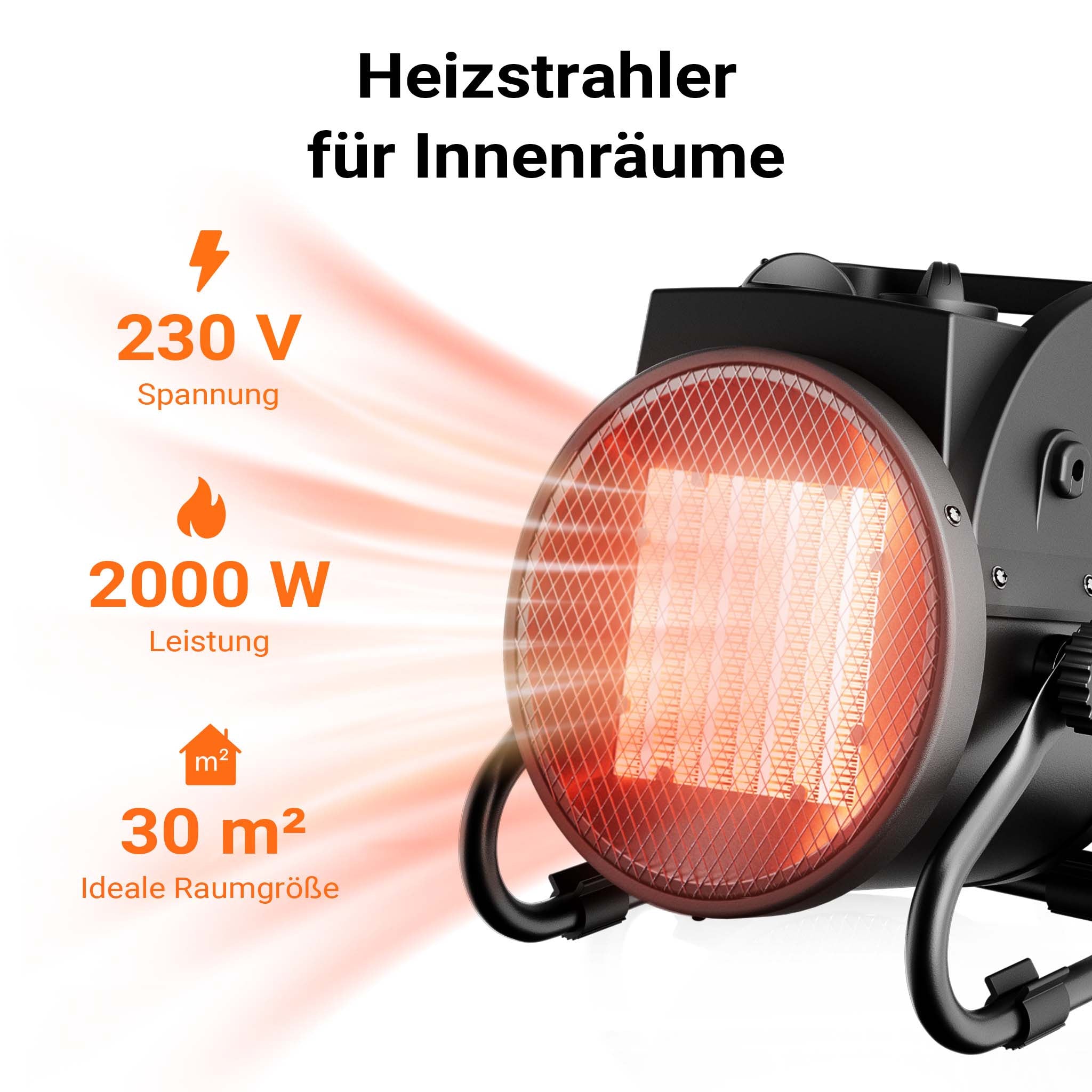 Termoventilatore ceramico Stufa elettrica in ceramica 2kW con termostato 30m² 2000W 3 livelli