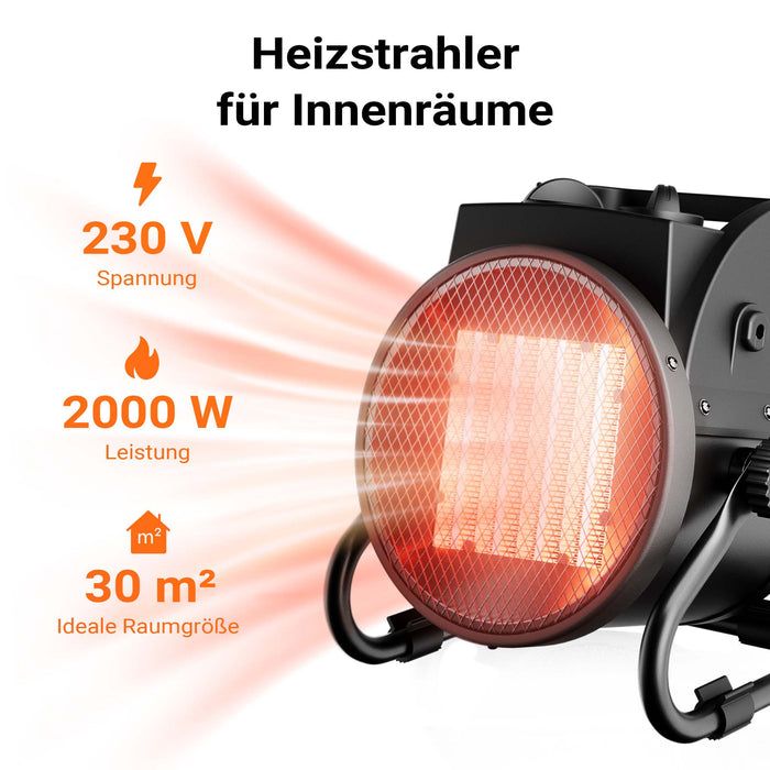 Termoventilatore ceramico Stufa elettrica in ceramica 2kW con termostato 30m² 2000W 3 livelli