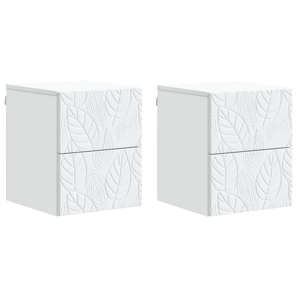 Set di 2 Comodini | Armadio da Notte | Mobiletto da notte a muro Bianco 34,5 x 33 x 40 cm