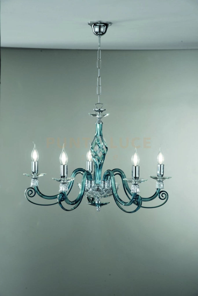 LAMPADARIO 1306 5 LUCI OTTANIO E CROMO ATTACCO E14 D.76CM