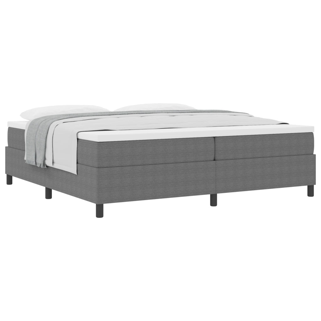 Letto Box Spring con Materasso Grigio Chiaro 200x200 cm Tessuto in Corduroy