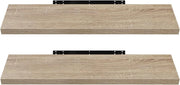 Mensola a Muro Set da 2, 80cm, Mensole Librerie da Parete Scaffale MDF Stile Rétro Ripiano Portaoggetti, Noce Chiaro, 0117QJ-2