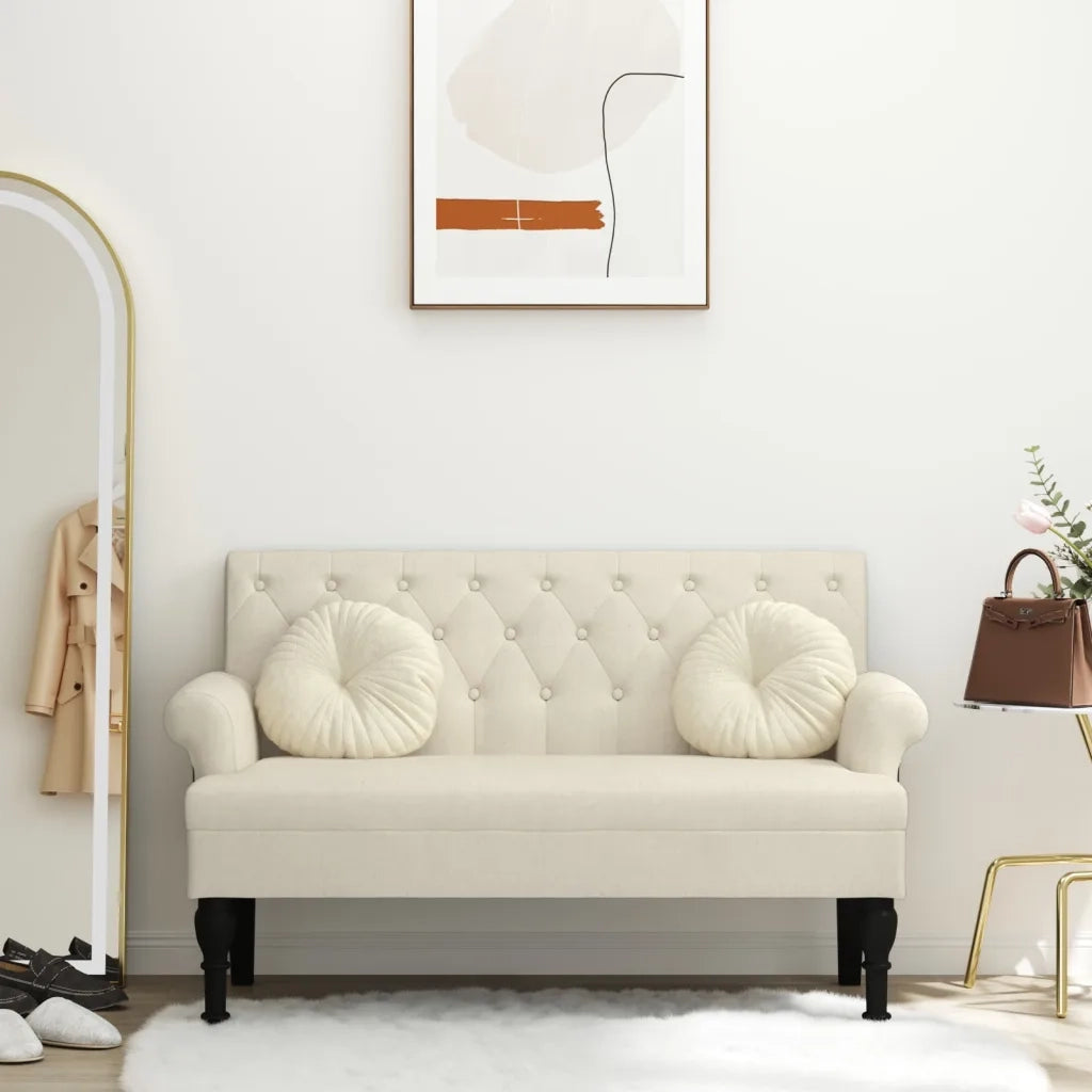 Panca con Schienale 120x62x75,5 cm in Lino 372128