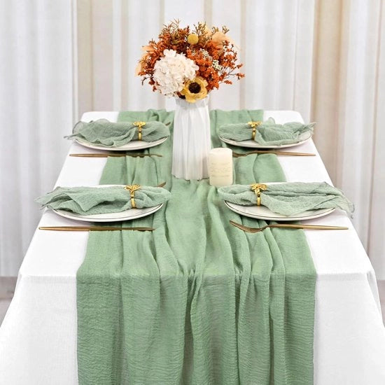 Tela da formaggio verde per tavolo - 6 pezzi - Tela rustica per tavolo boho - 80 x 300 cm - Per matrimoni e docce di nozze - Decorazioni