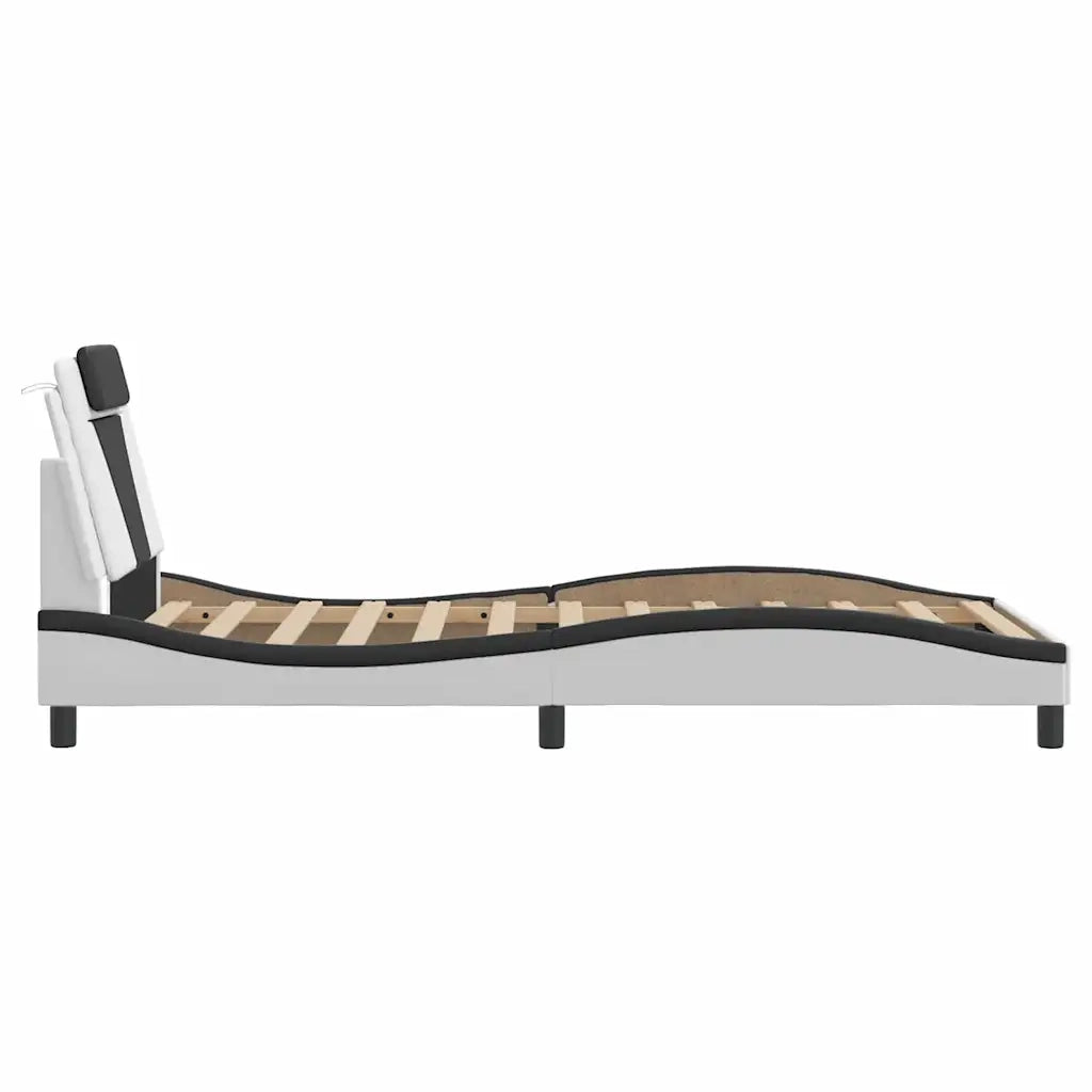Giroletto Viana senza Materasso Nero e Bianco 100x200 cm in Similpelle 3208081