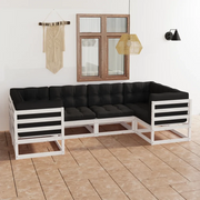 Set Salotto da Giardino 6 pz Bianco in Legno Massello di Pino 3077295