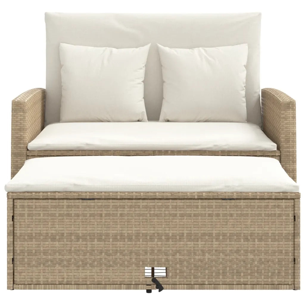 Divano da Giardino con Cuscini a 2 Posti-Sofa da giardino Beige in Polyrattan 595476