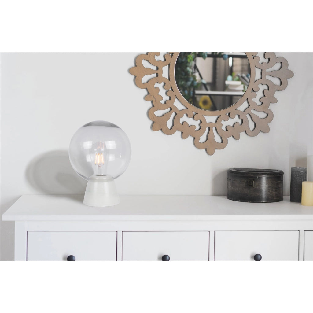 Lampada da tavolo Se'ance bianca in legno e metallo 20x28 cm