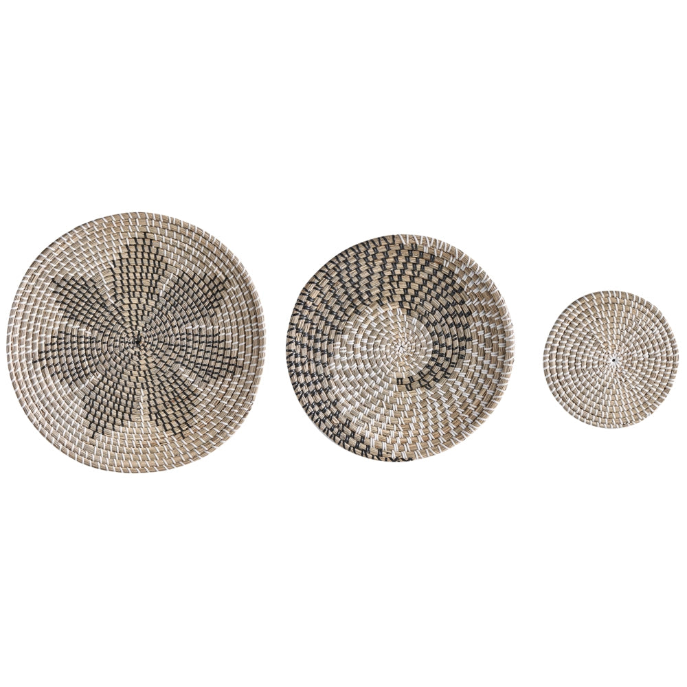 Set di 3 decorazioni da muro alghe naturali fatte a mano in alghe naturali in stile africano