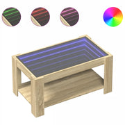 Tavolino salotto | Tavolino da caff¨¨ | Tavolino da Soggiorno con LED Rovere Sonoma 93x53x45 cm Multistrato