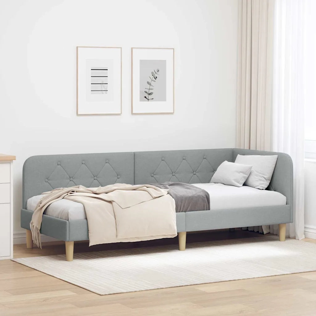 Cornice del letto ad angolo Grigio chiaro 80 x 200 cm Tessuto 42016553