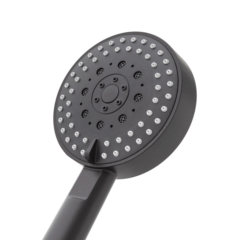 Doccino tondo 25,5cm nero opaco multigetto a getti concentrici in ABS anticalcare Hidra