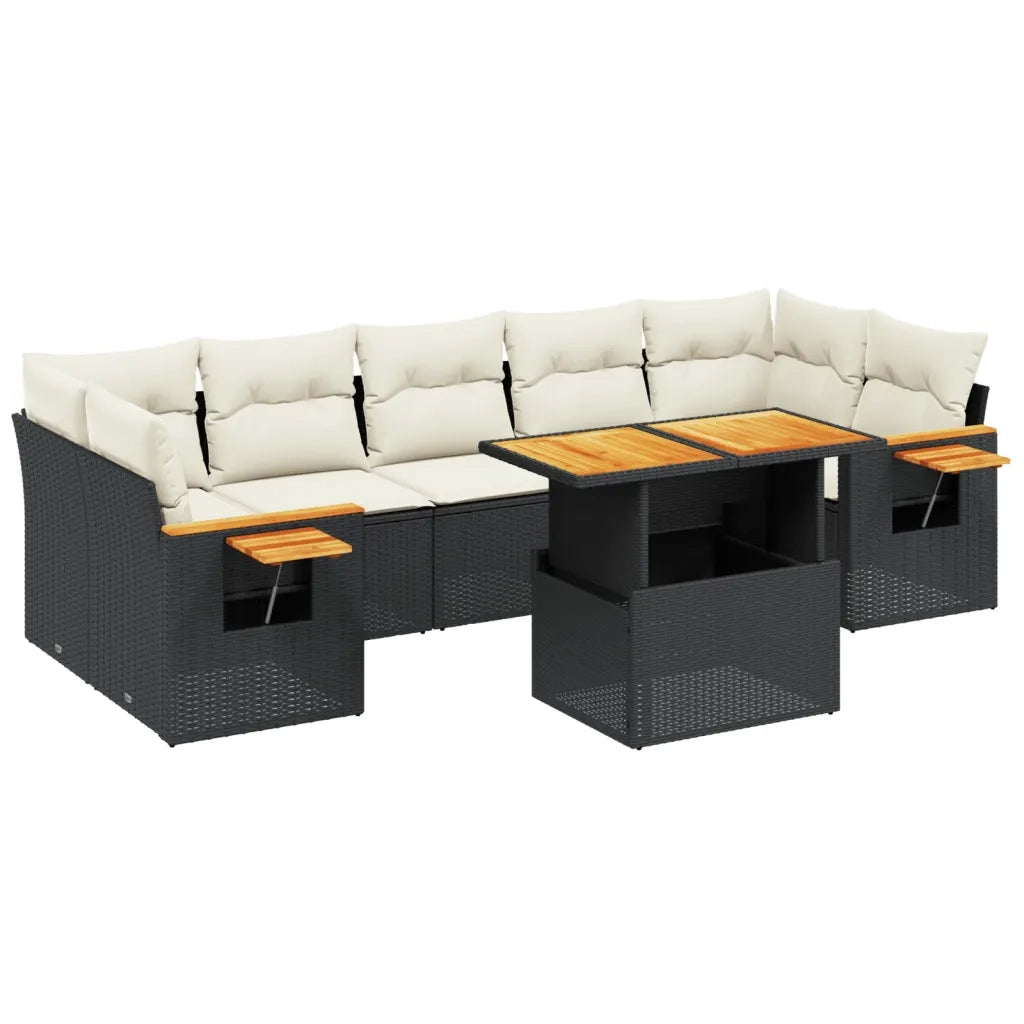 Set Divani da Giardino con Cuscini 8 pz Nero in Polyrattan 3273429